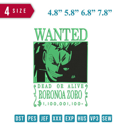 wanted Roronoa Zoro Green