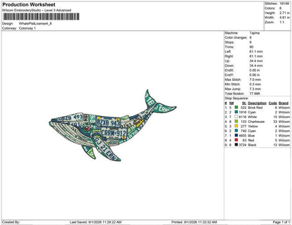 Whale Plat License