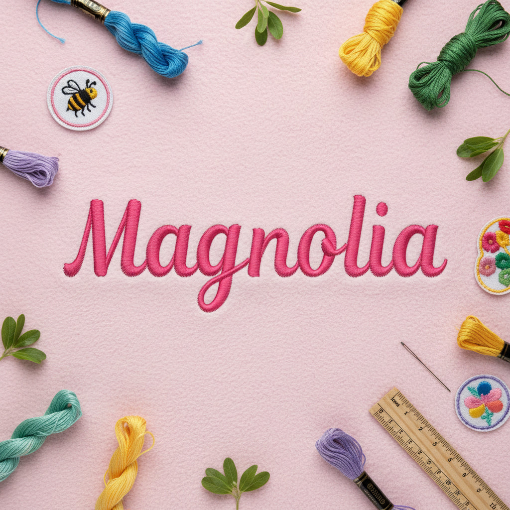 Magnolia embroidey font BX