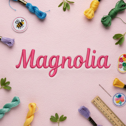 Magnolia embroidey font BX