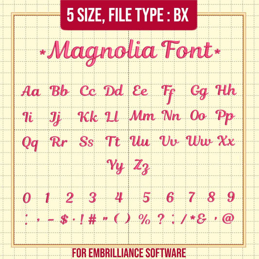 Magnolia embroidey font BX