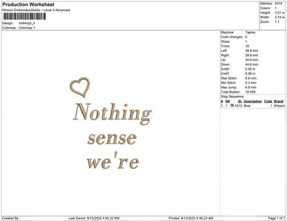 Nothing sense we're