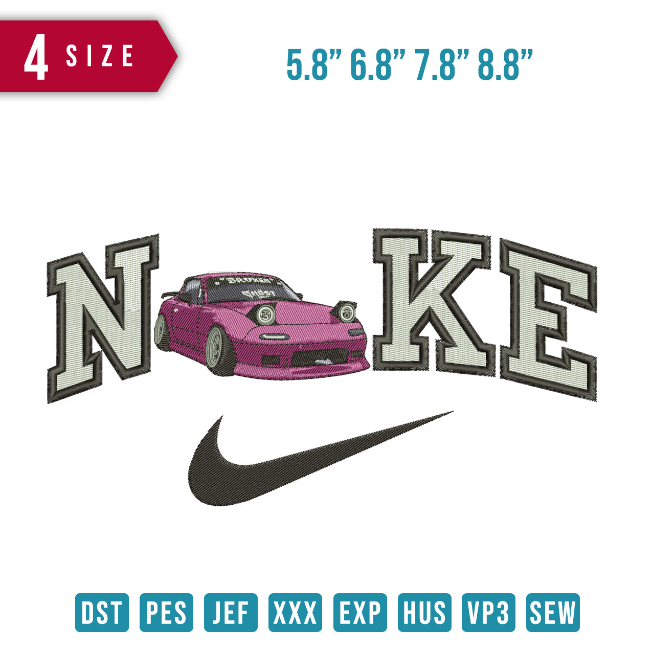 Nike pink car unique Swoosh big