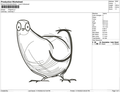 1 Pigeon Line Art