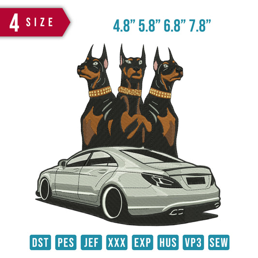 3 Dogs and Car