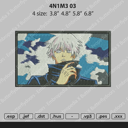Anime 03 Rechteck Stickerei 4 Größe