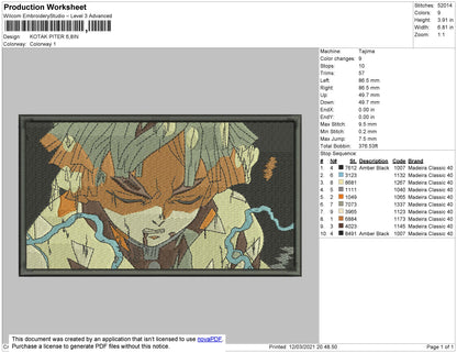 Anime 04 Rectangle Embroidery File 4 size
