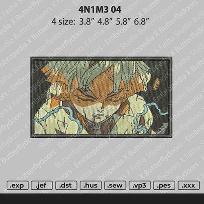 Anime 04 Rectangle Embroidery File 4 size