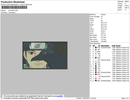 Shisui Akatsuki Embroidery File 4 size