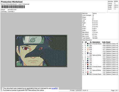 Shisui Akatsuki Embroidery File 4 size