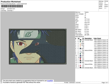 Shisui Akatsuki Embroidery File 4 size