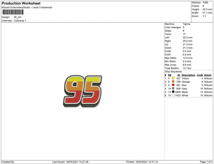95 logo embroidery design