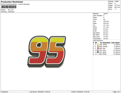 95 logo embroidery design