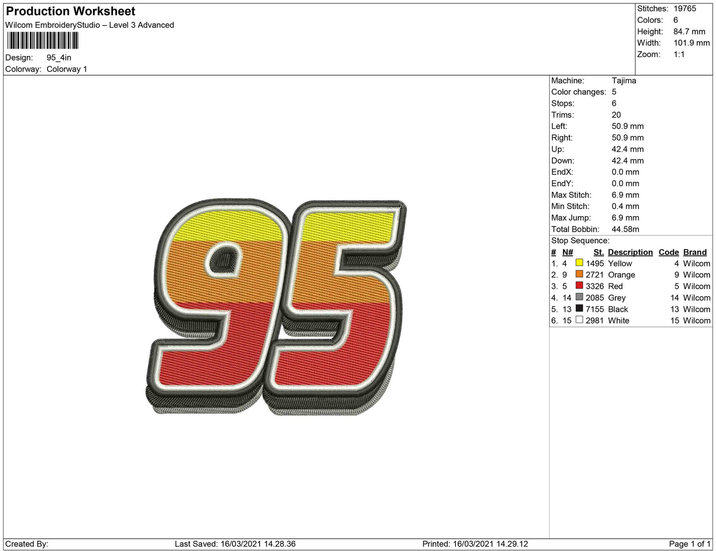 95 Logo-Stickdesign
