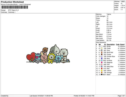 BT21 embroidery