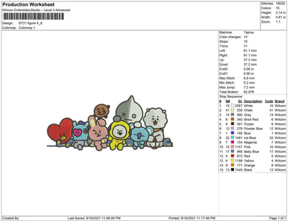 BT21 embroidery