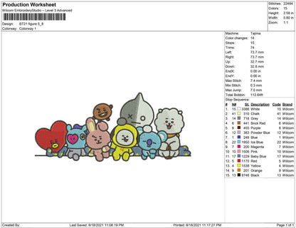BT21 embroidery