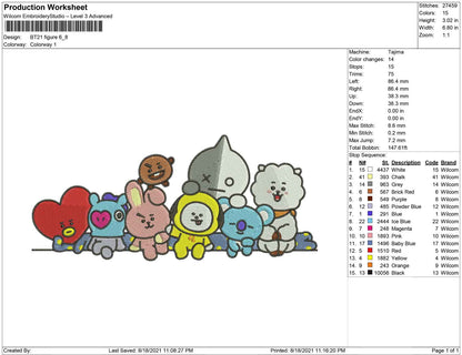 BT21 embroidery