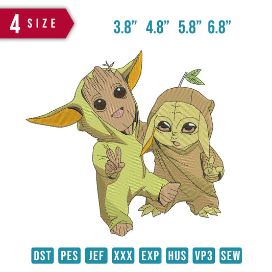 Baby Yoda und Baby Groot