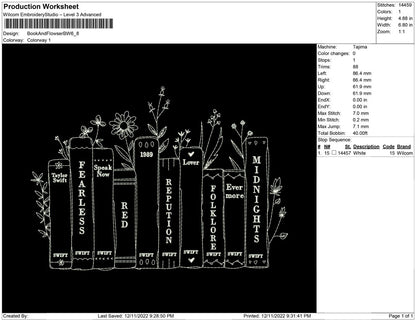 Book And Flower black white