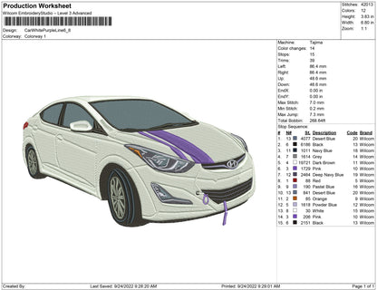 Car White with purple line