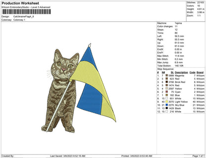 Cat ukraine flag