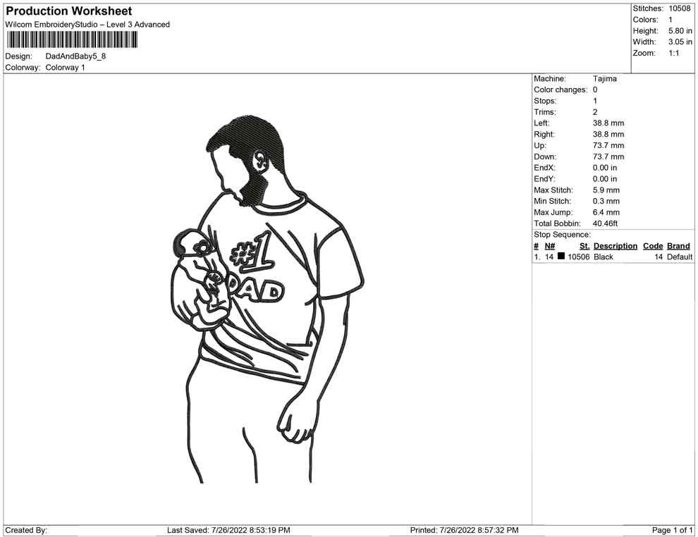 Dad and Baby line art