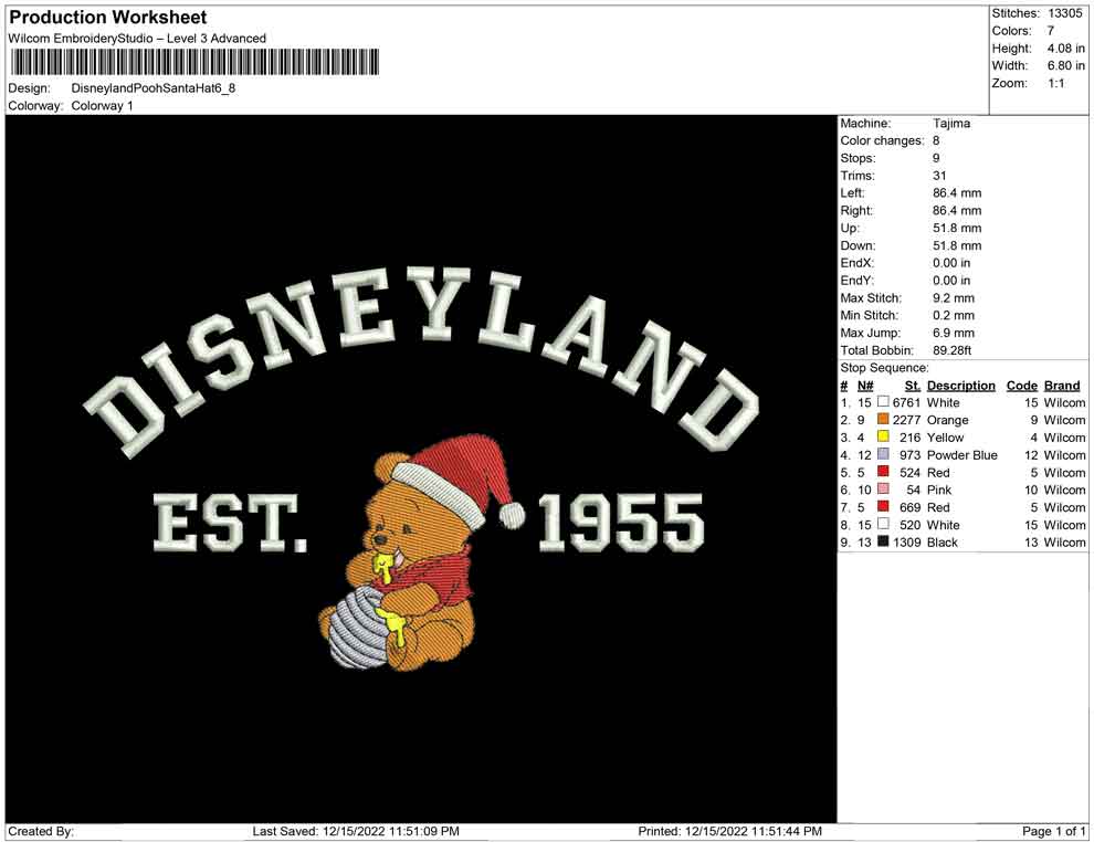 Disneyland Pooh Santa hat