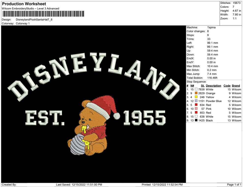 Disneyland Pooh Santa hat