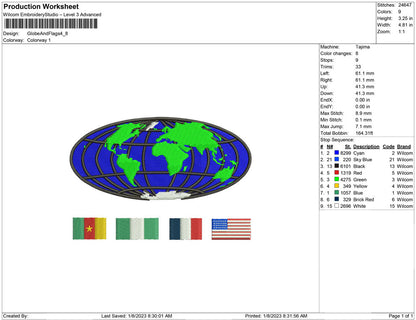 Globe and flags