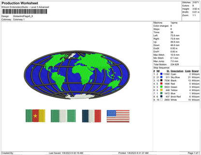 Globe and flags