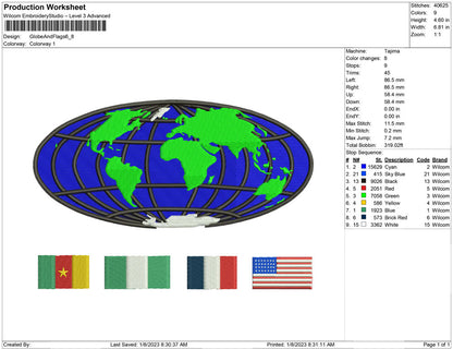 Globe and flags