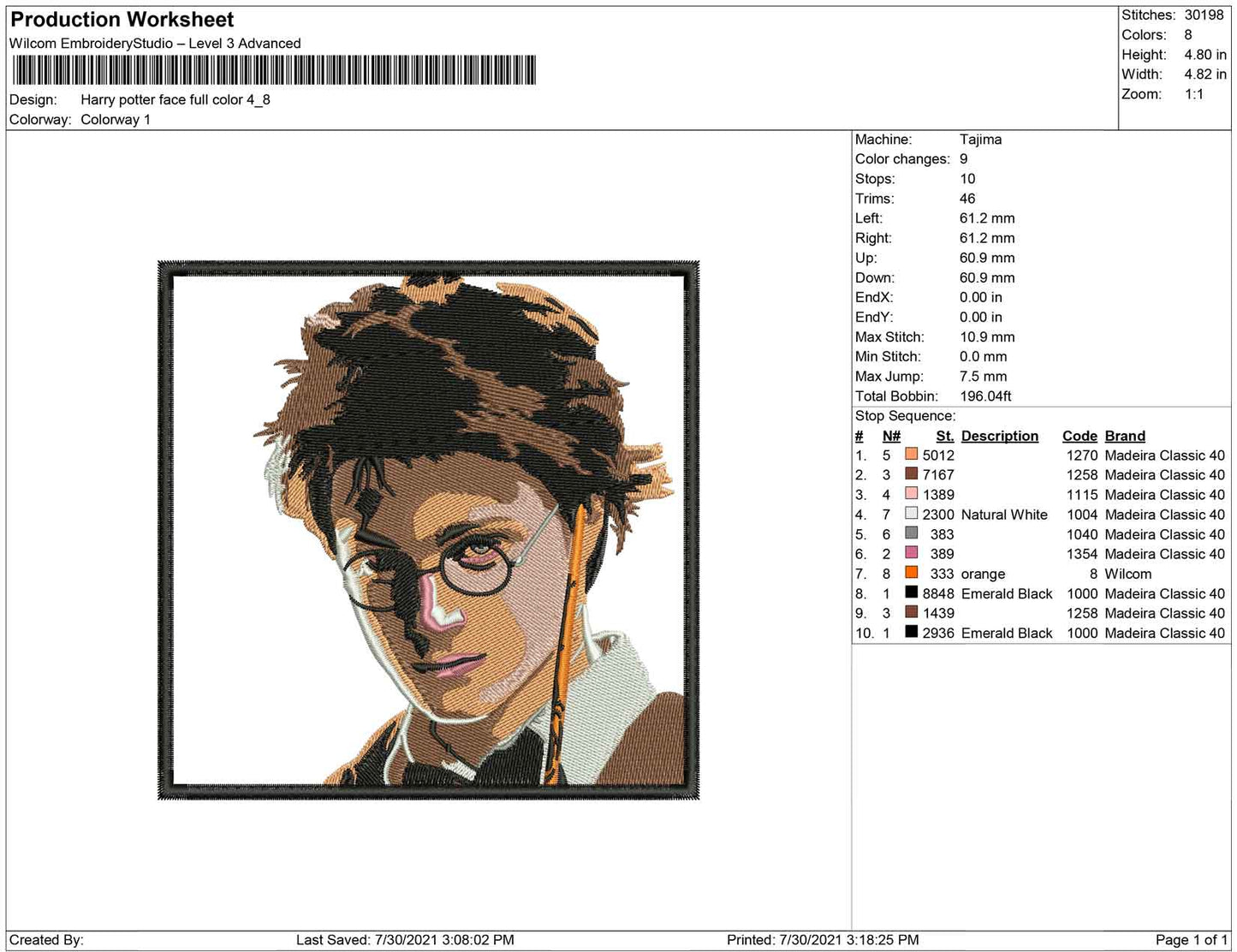 Harry Potter Face Full Color