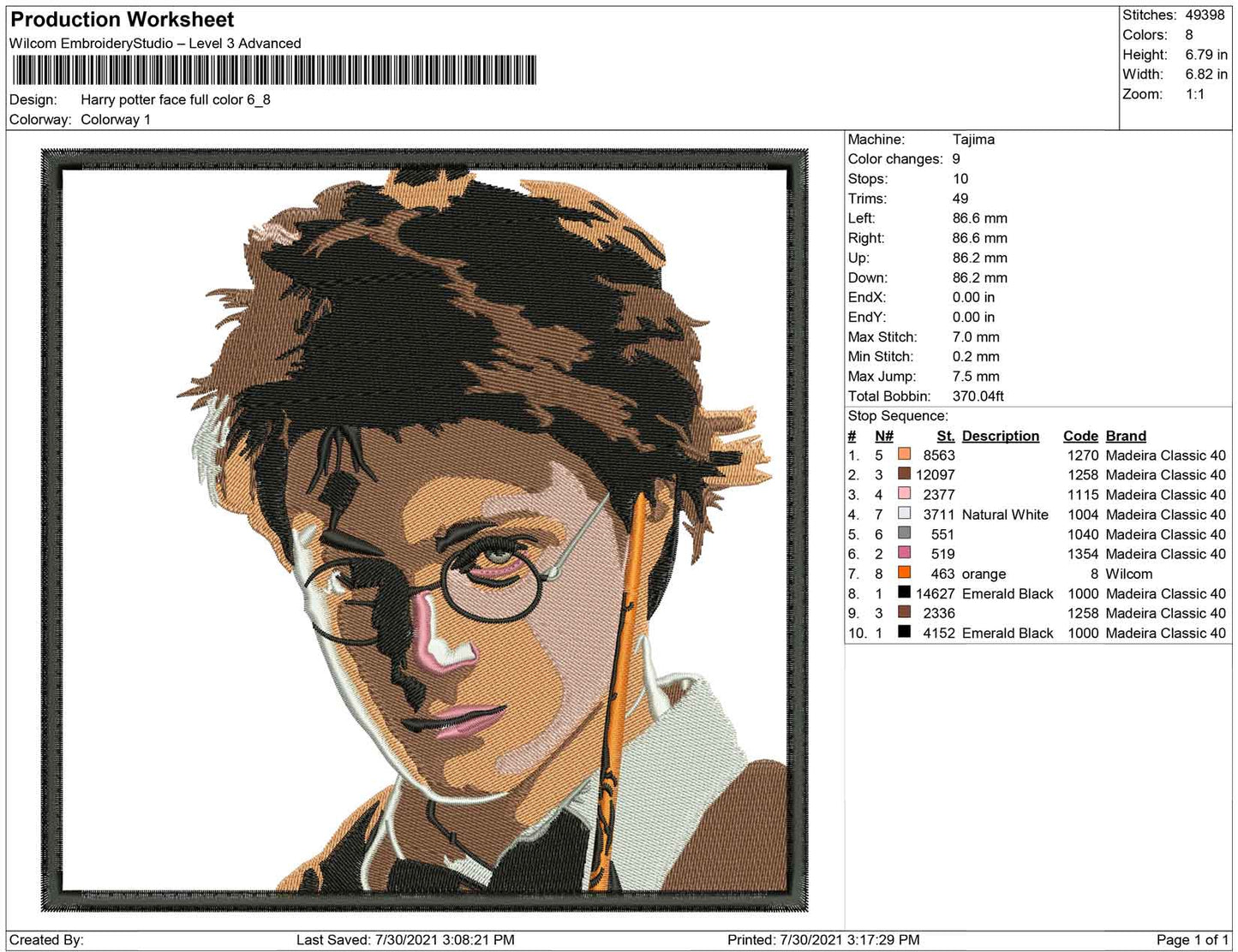 Harry Potter Face Full Color
