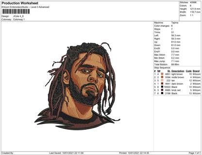 J cole Embroidery