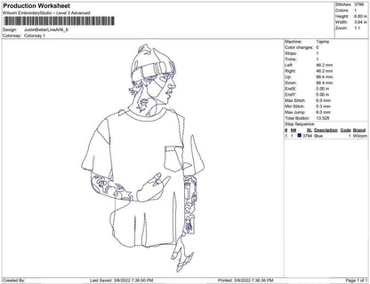 Justin Bieber Line Art