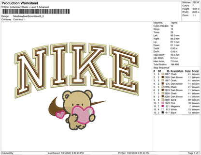 Nike Baby Bear Brown Heart