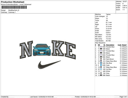Nike Blue car