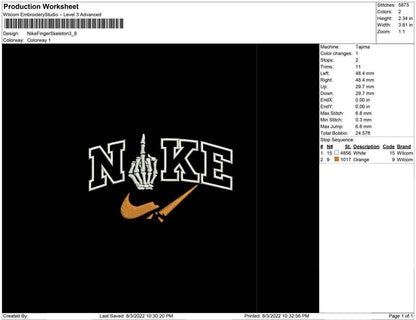 Nike Finger Skeleton