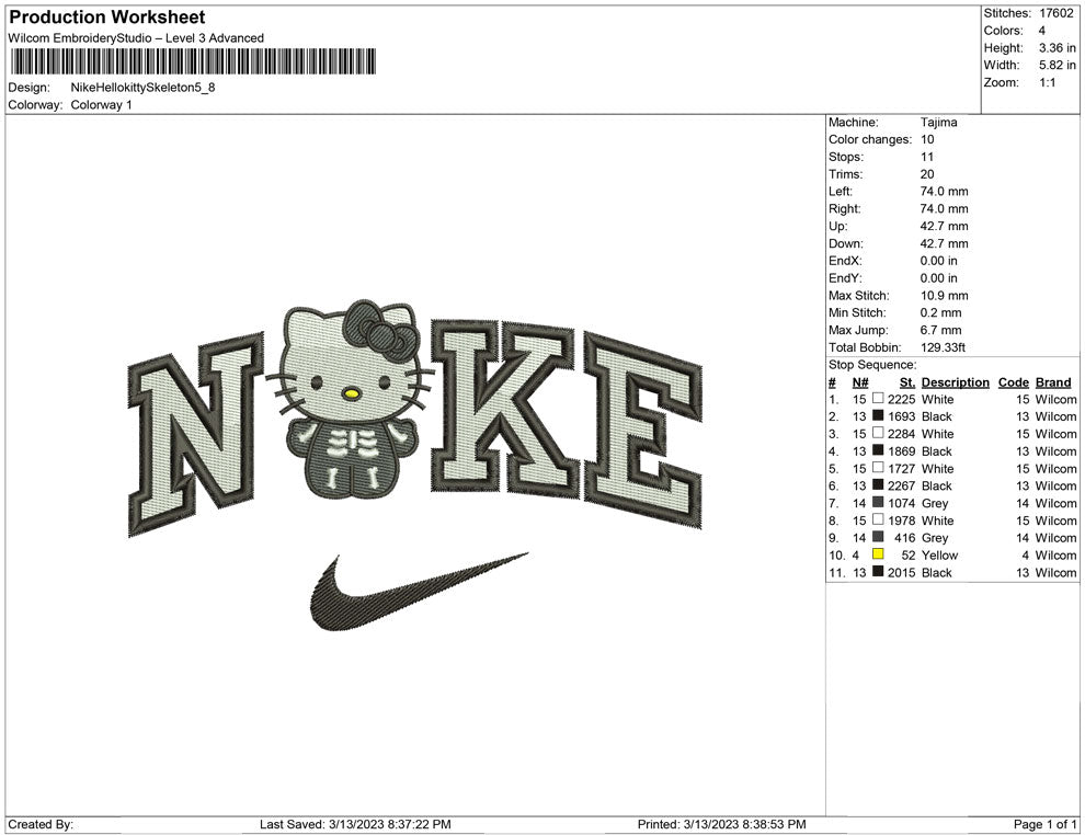 Nike Hello kitty Skeleton Embrobuy