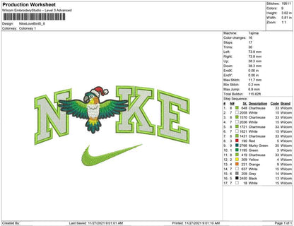 Nike Love Bird parrot christmas