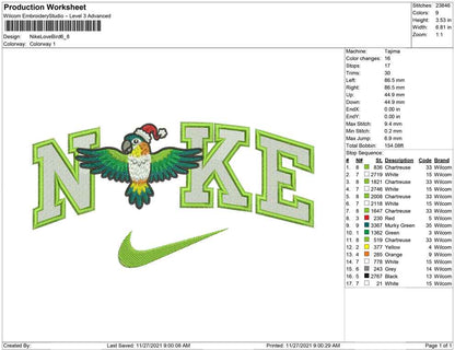 Nike Love Bird parrot christmas