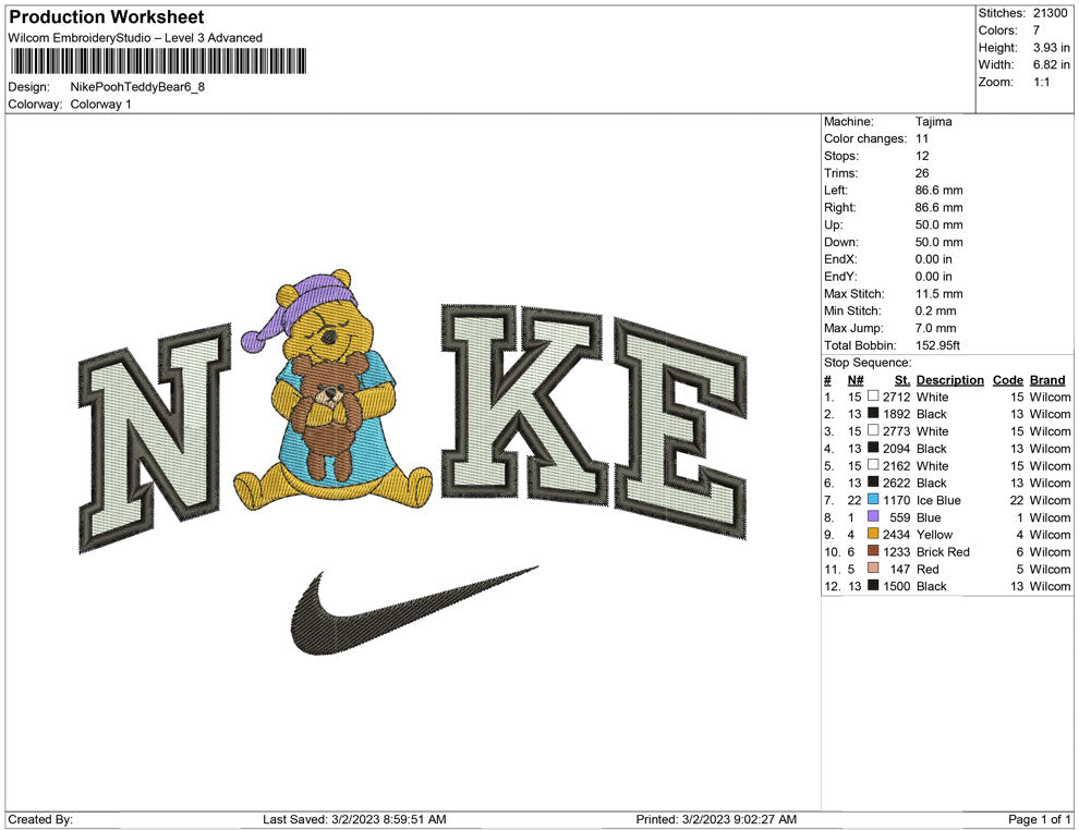 Nike pooh teddy bear