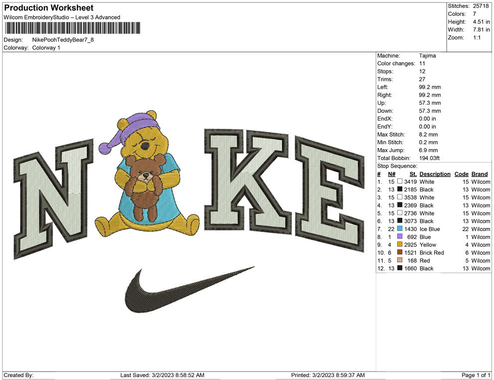 Nike pooh teddy bear