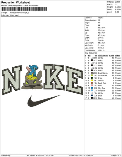 Nike Stitch Pokemon Dragon
