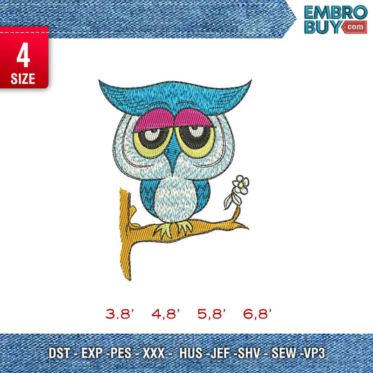 Owl Sleepy Embroidery design