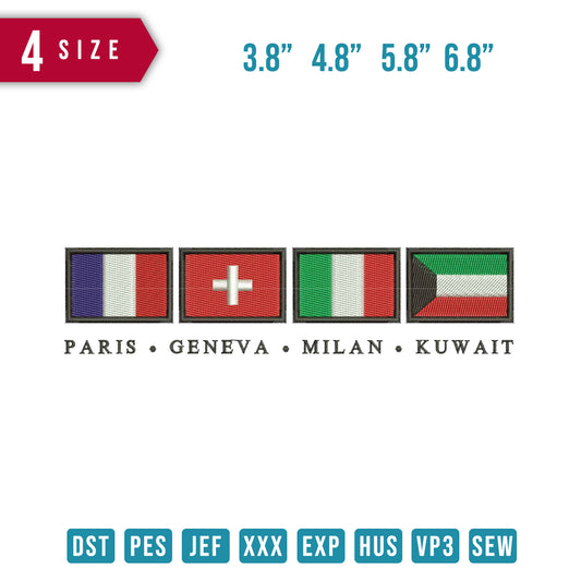Paris Geneva Milan Kuwait Flag