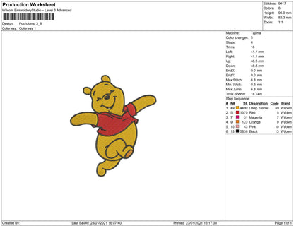 mini the pooh jump embroidery design