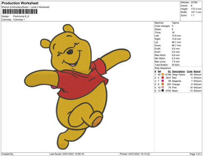 mini the pooh jump embroidery design