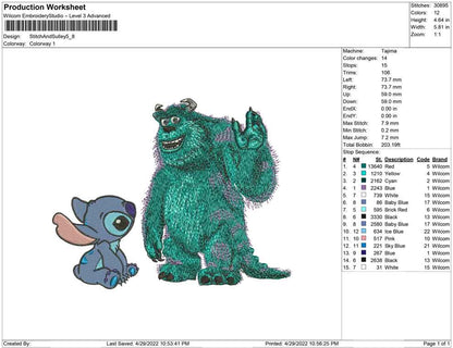Stitch and Sulley